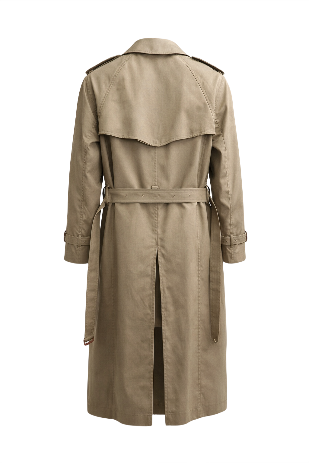 1980s Khaki Cotton Gabardine Trench Coat - Back View