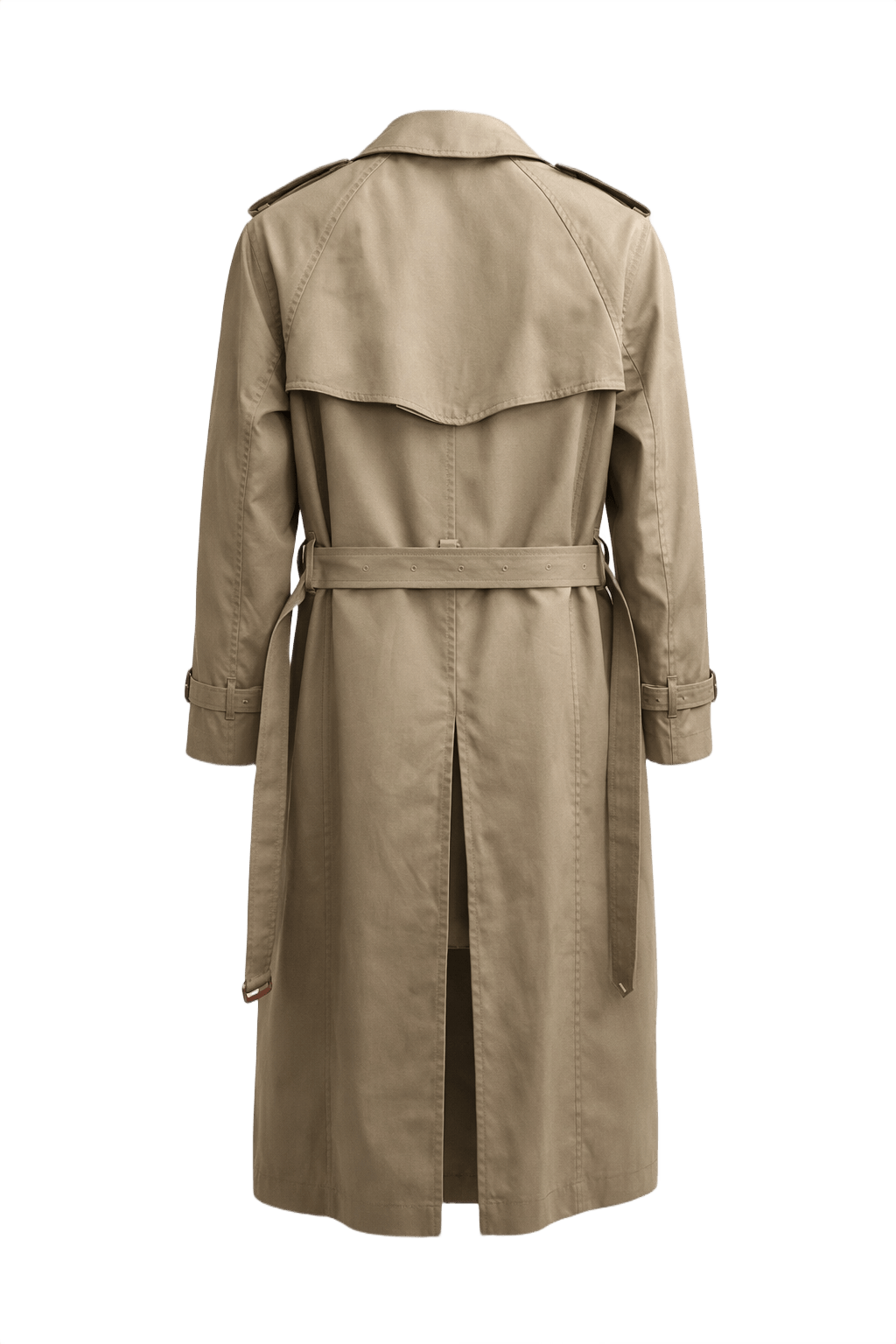 1980s Khaki Cotton Gabardine Trench Coat - Back View