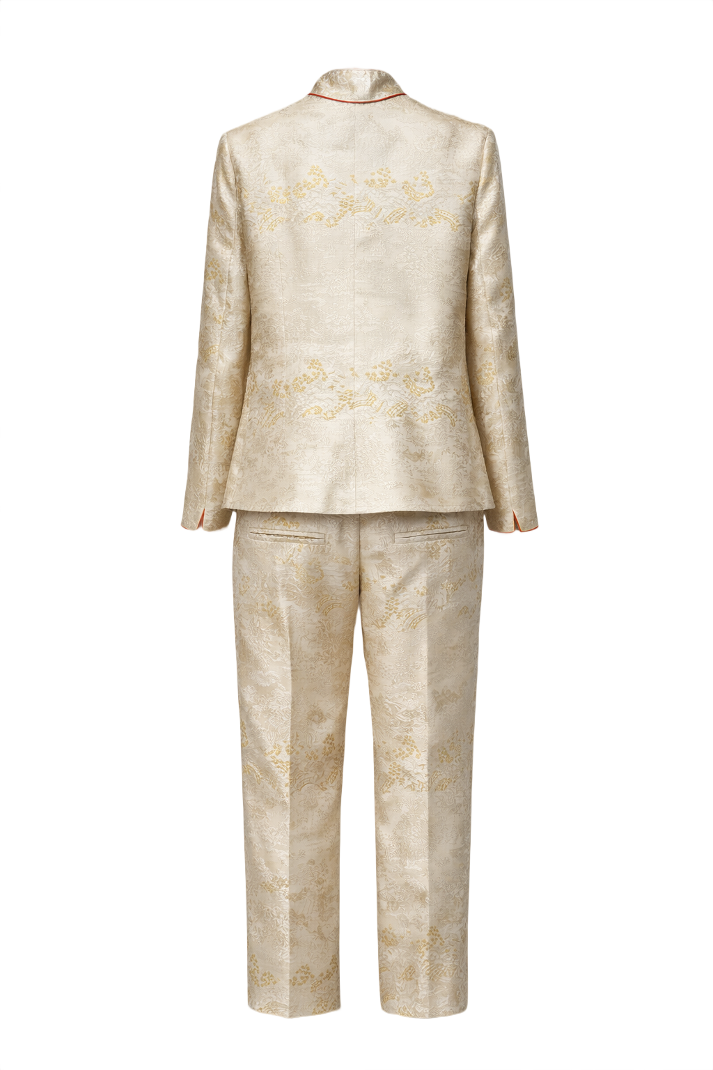 1970s Cream Brocade 2-Piece Set - Back View