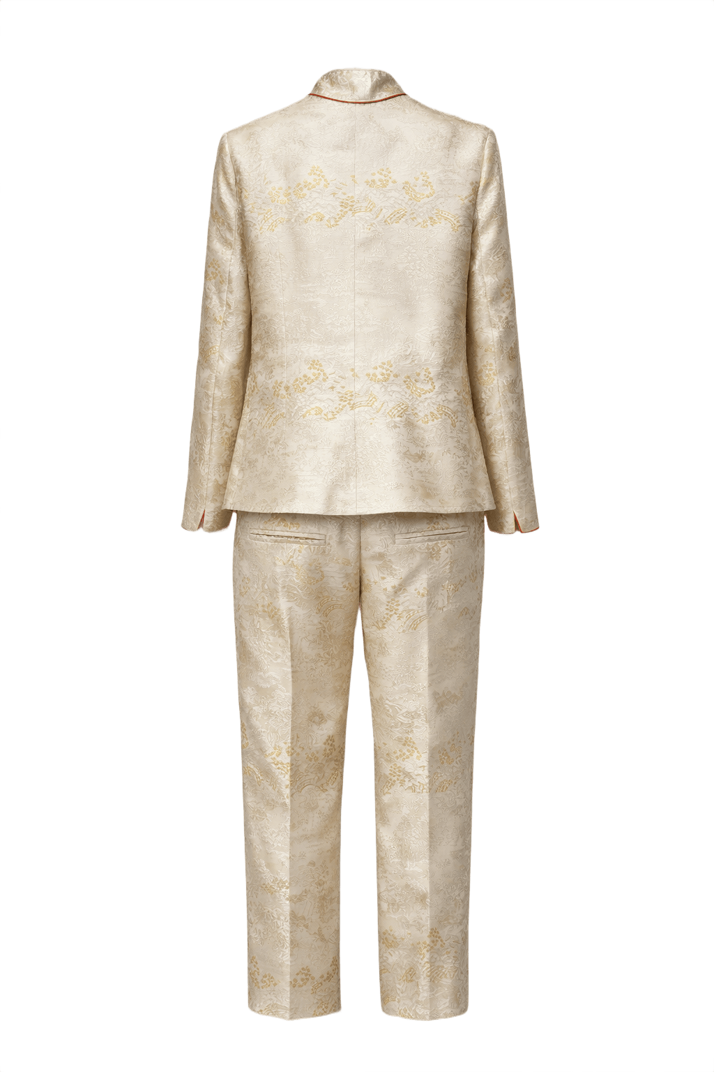 1970s Cream Brocade 2-Piece Set - Back View