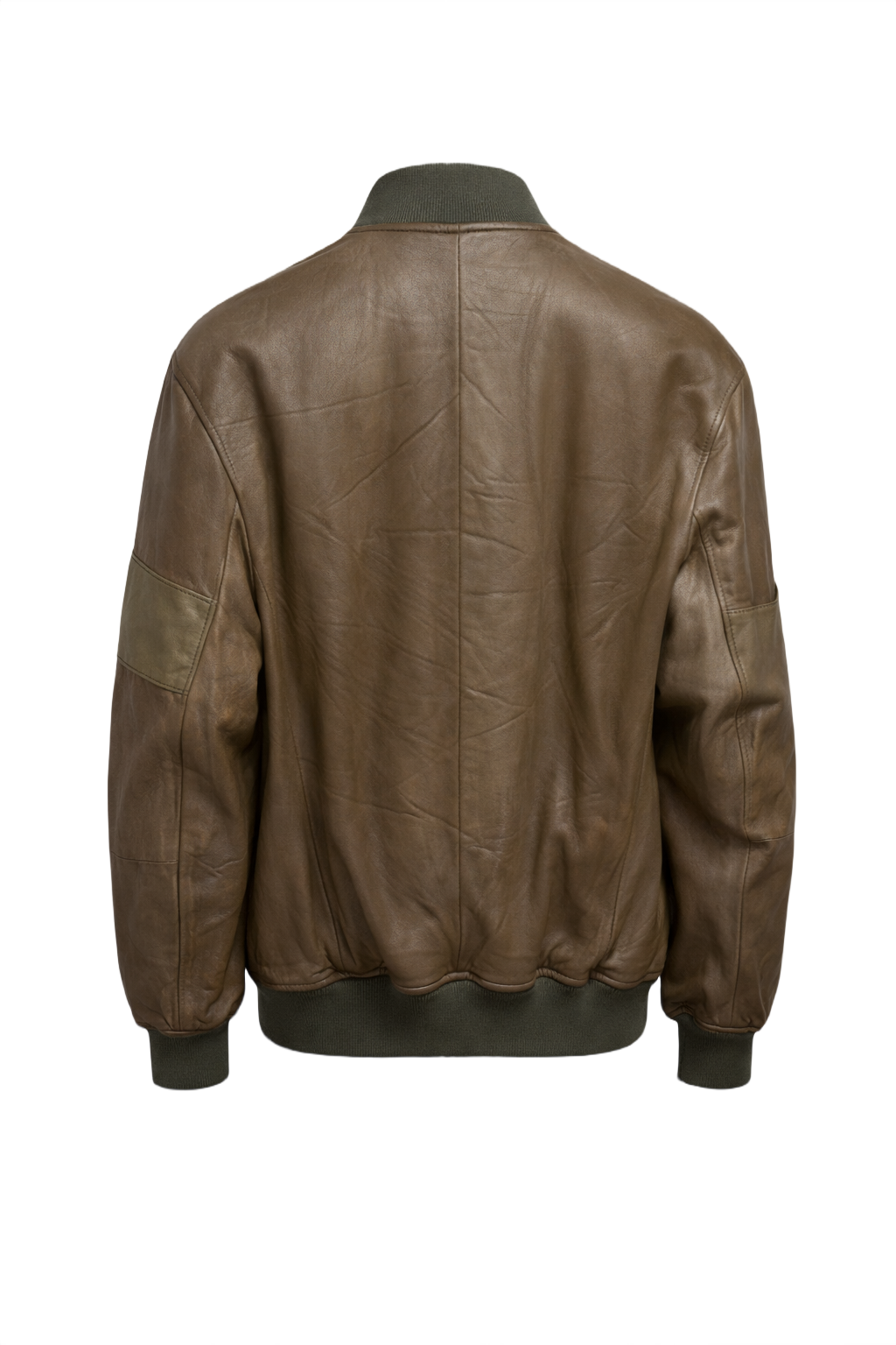 1970s Brown Leather Bomber Jacket - Back View