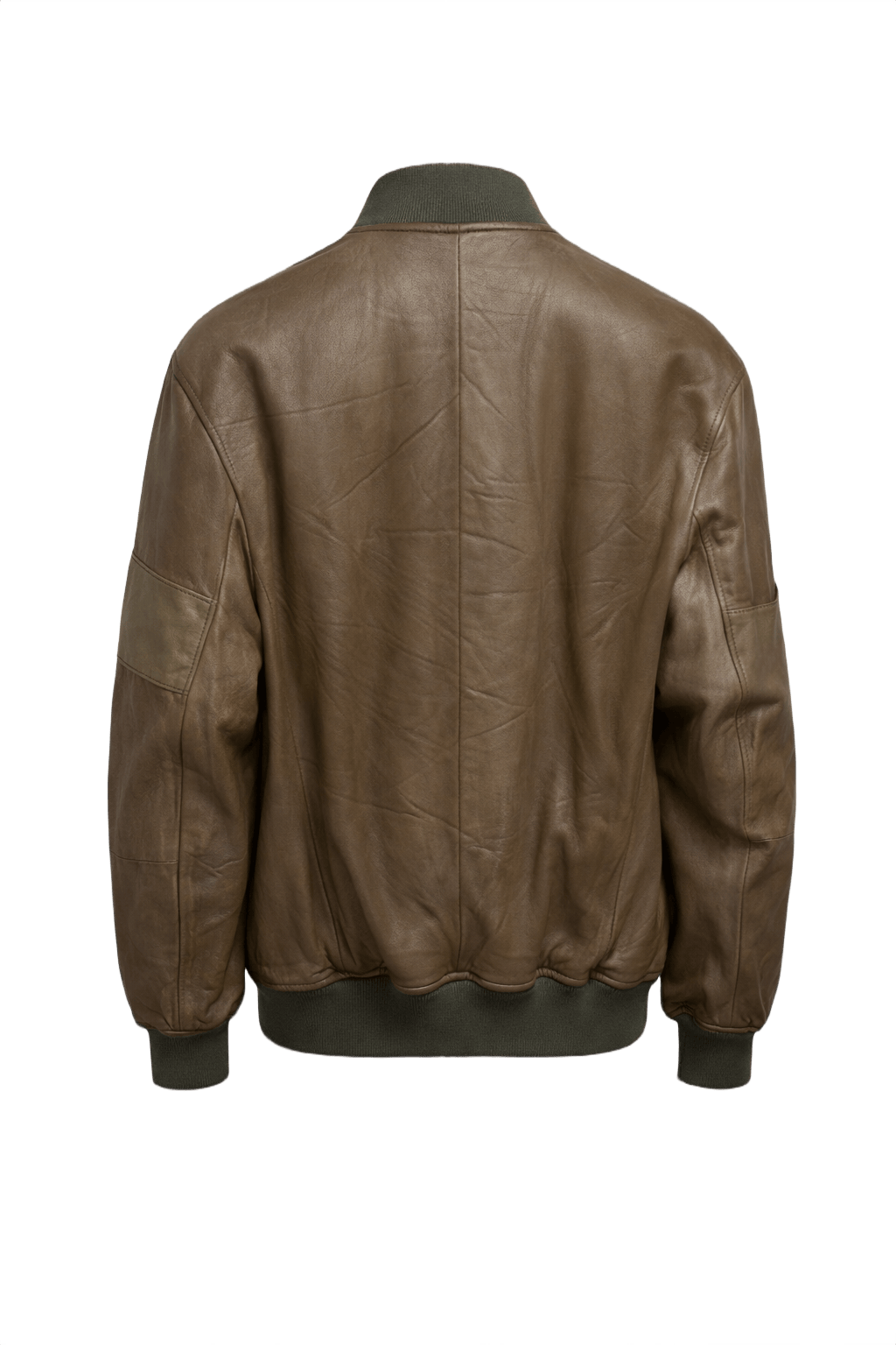 1970s Brown Leather Bomber Jacket - Back View