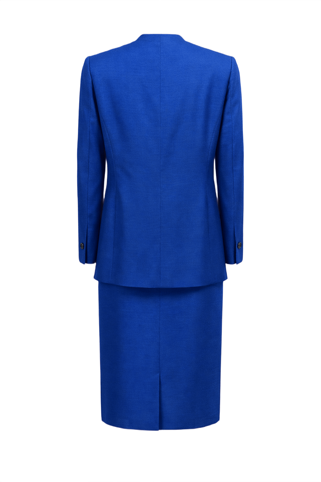 1990s Royal Blue Silk Blend Two-Piece Suit - Back View