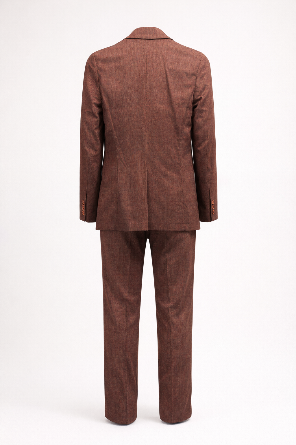 1990s Brown Wool Blend 2-Piece Suit - Back View