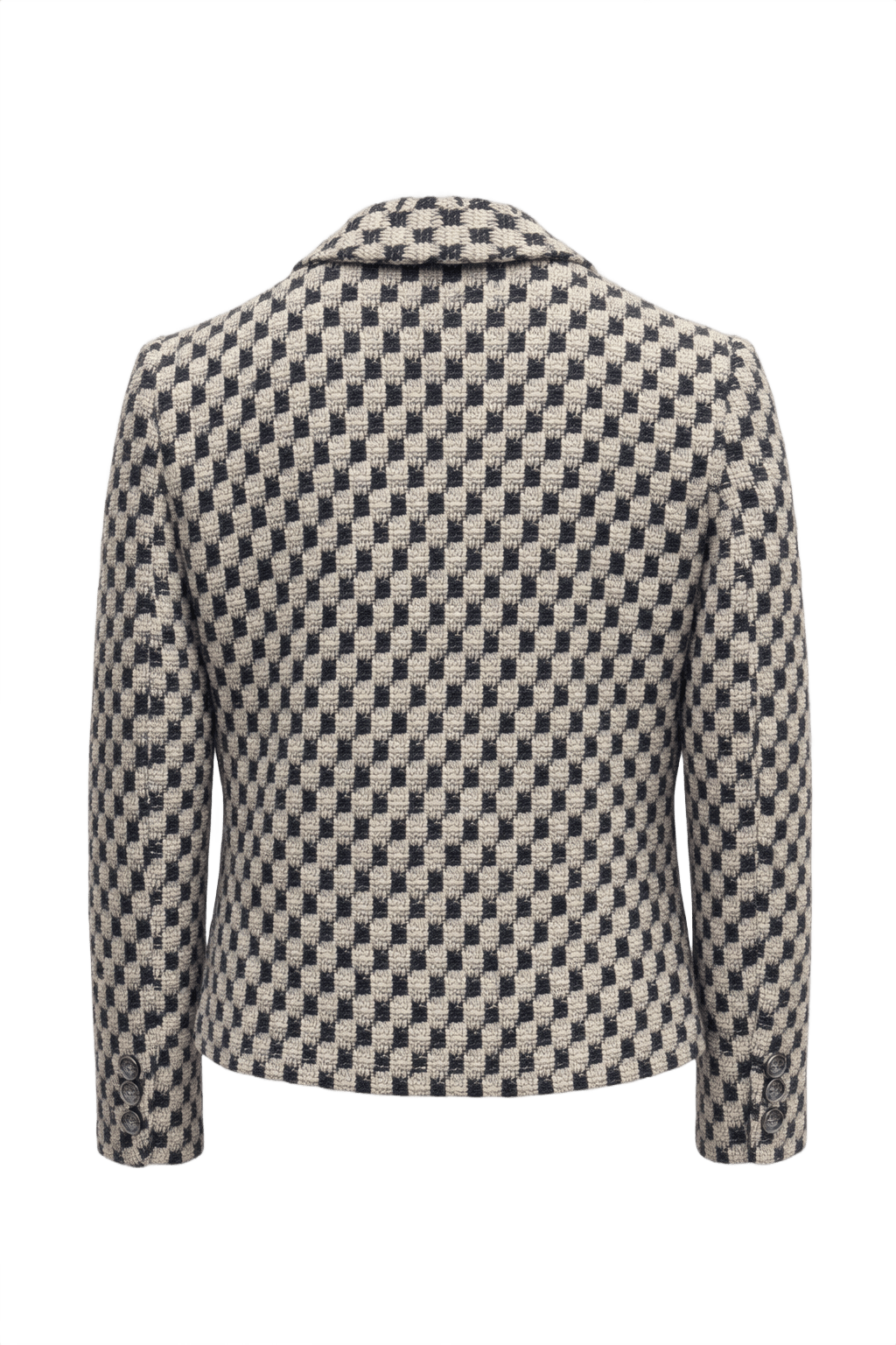 1990s Black and White Wool Blend Blazer - Back View