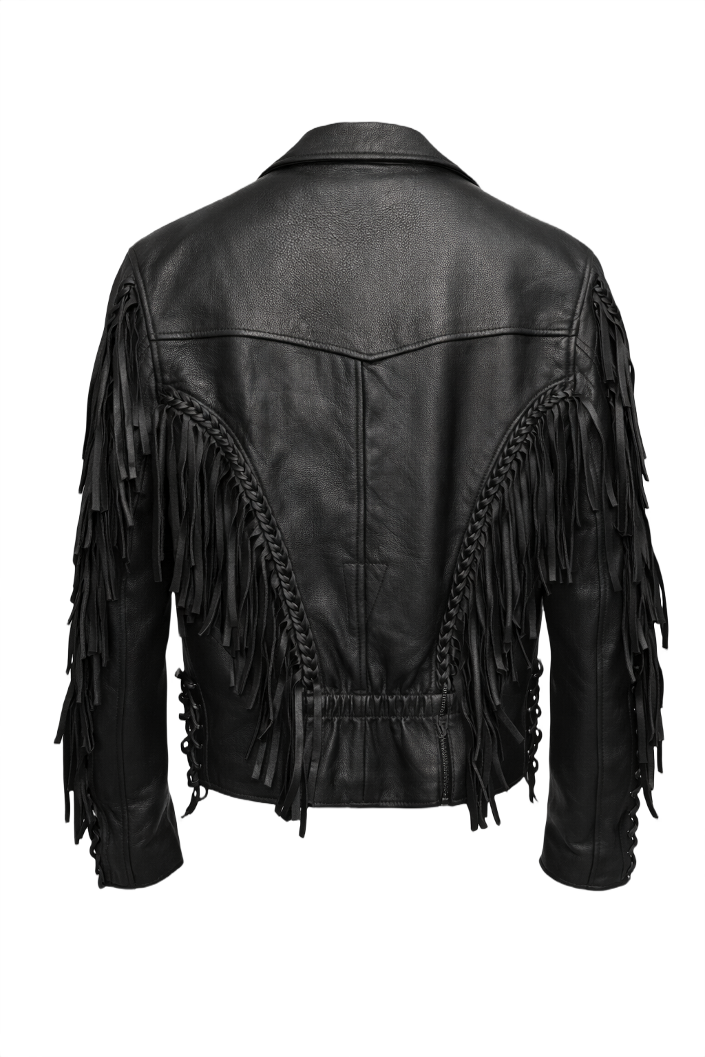 1970s Black Leather Jacket - Back View