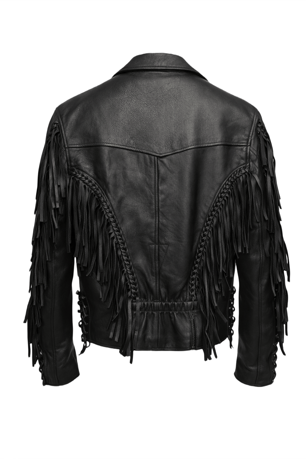 1970s Black Leather Jacket - Back View
