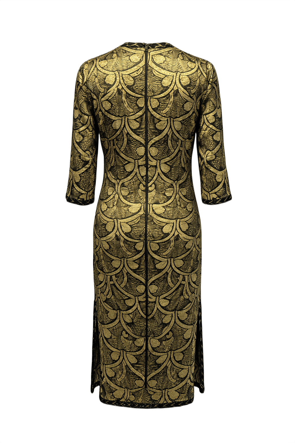 1970s Gold Metallic Blend Dress - Back View
