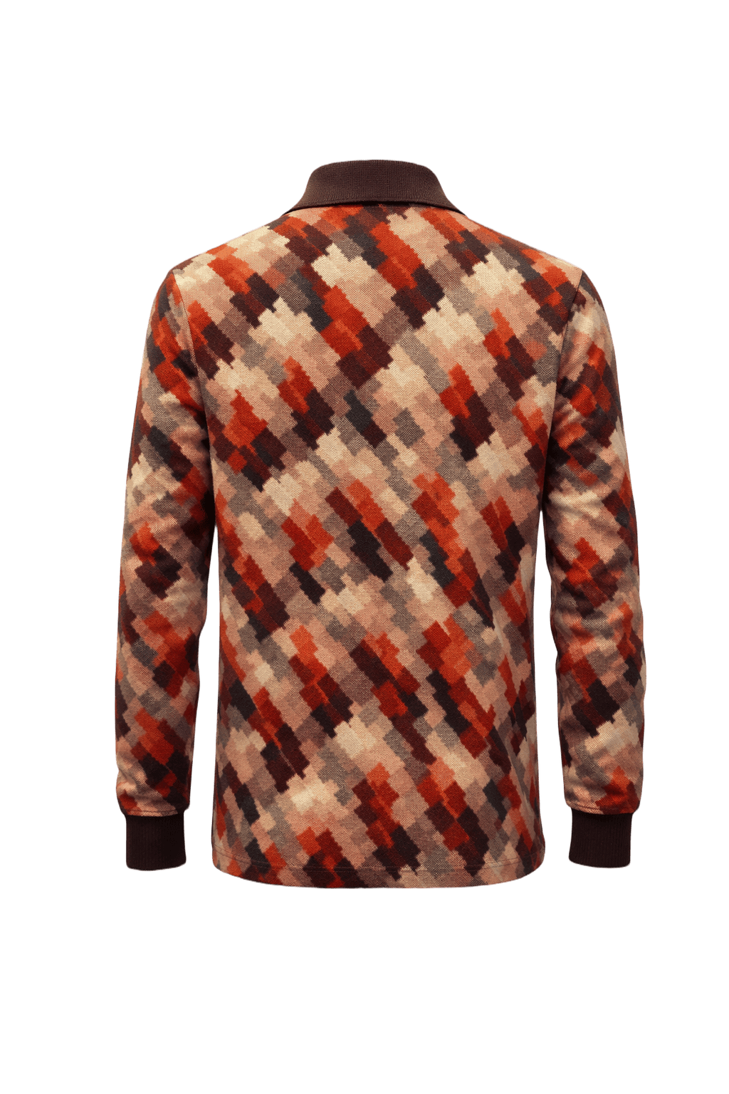 1970s Brown Knit Cotton Polo - Back View