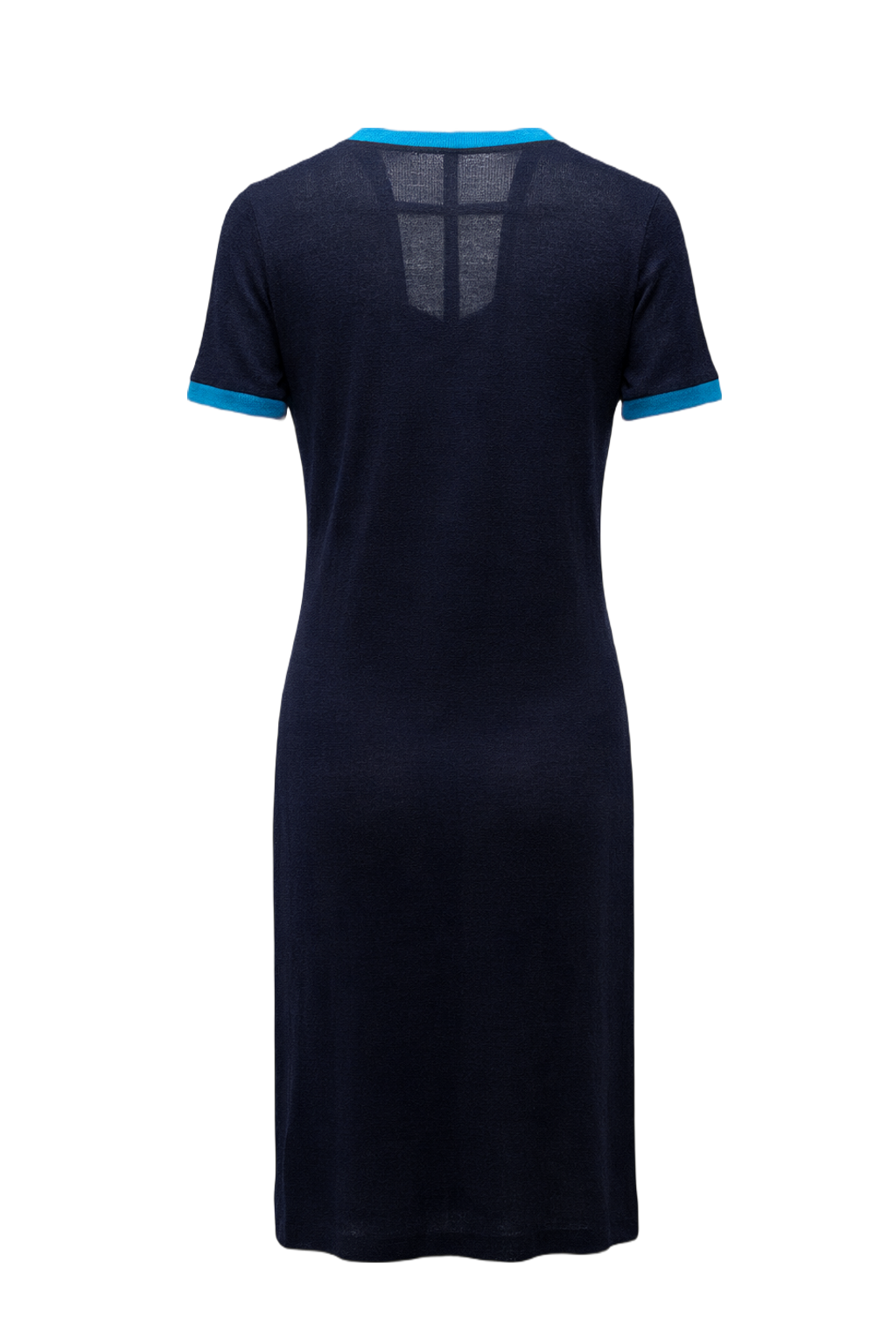 1970s Dark Blue Knit Dress - Back View