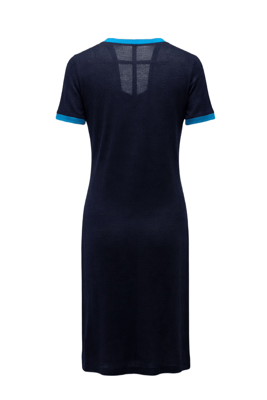 1970s Dark Blue Knit Dress - Back View