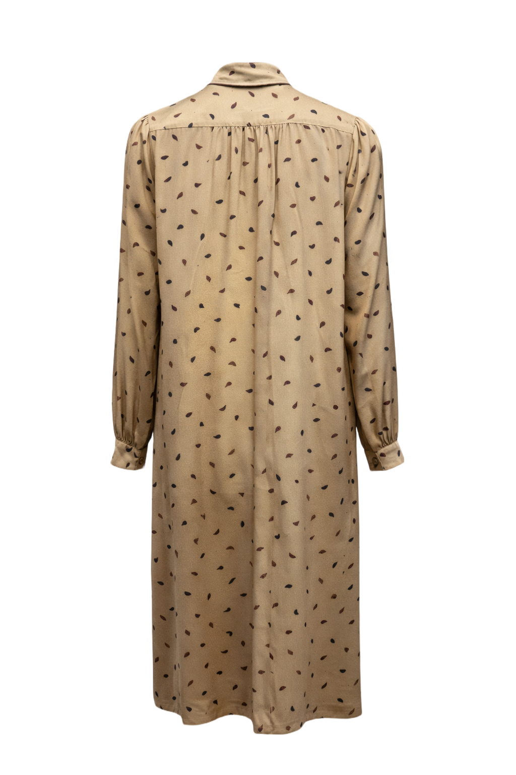 1970s Beige Silk Dress - Back View