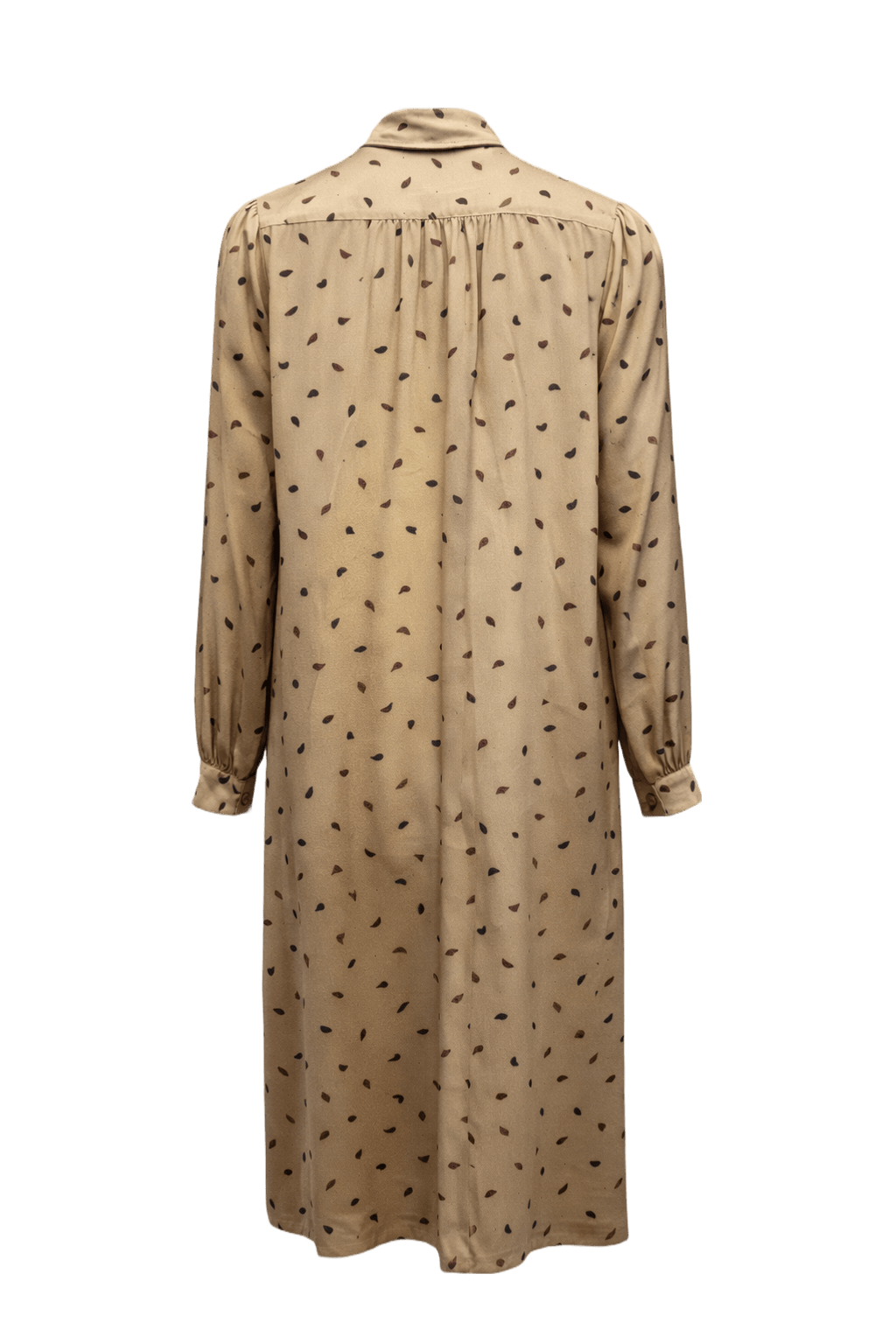 1970s Beige Silk Dress - Back View