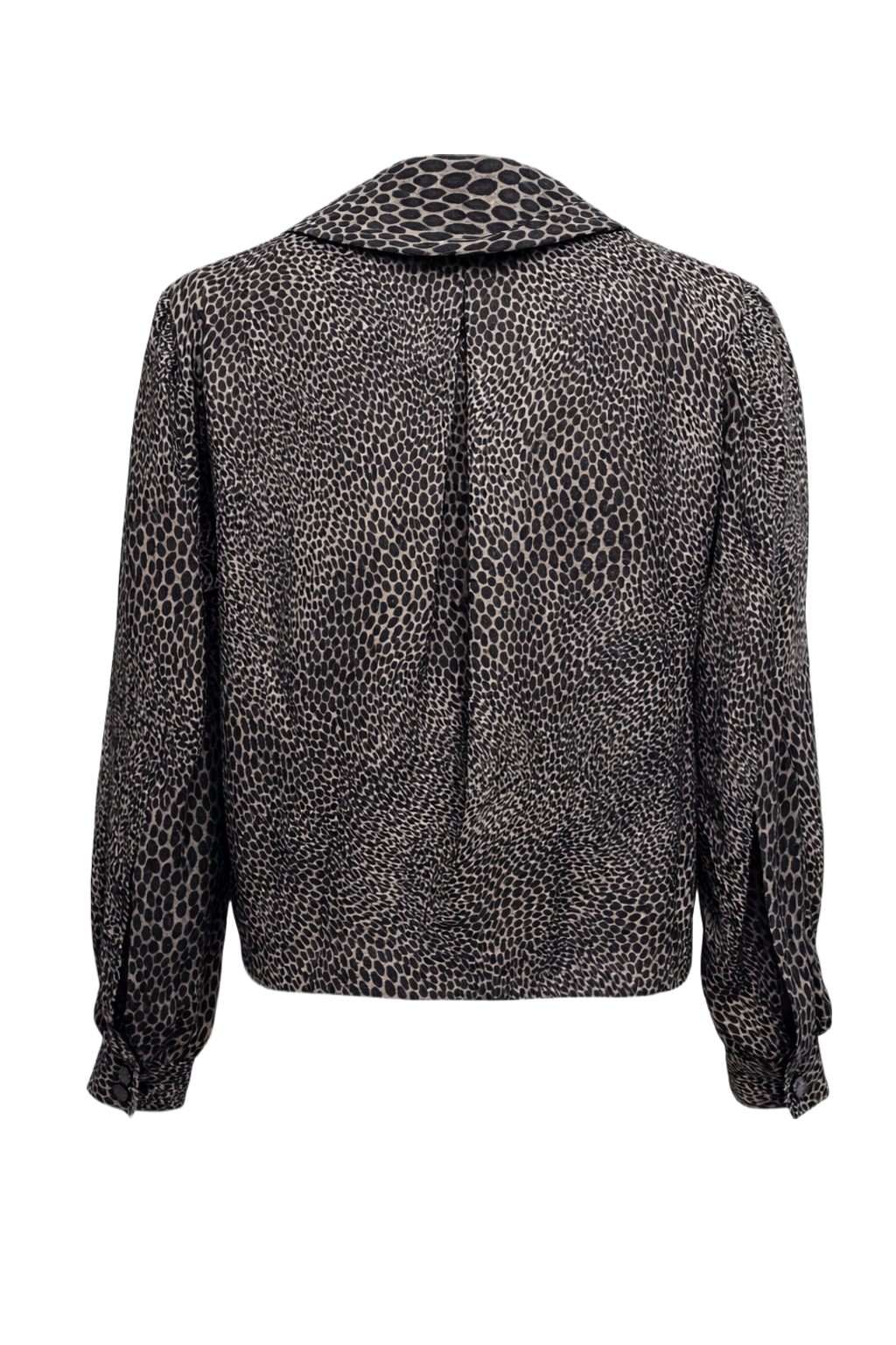1980s Black and White Synthetic Blend Blouse - Back View