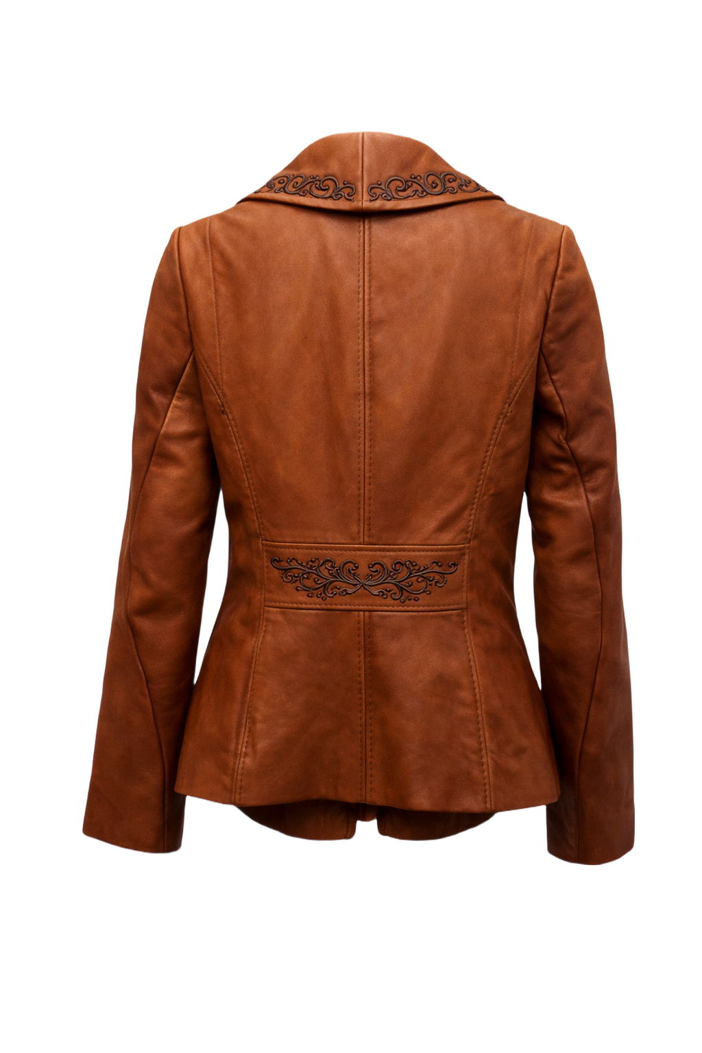 1970s Rust Brown Synthetic Leather Jacket - Back View