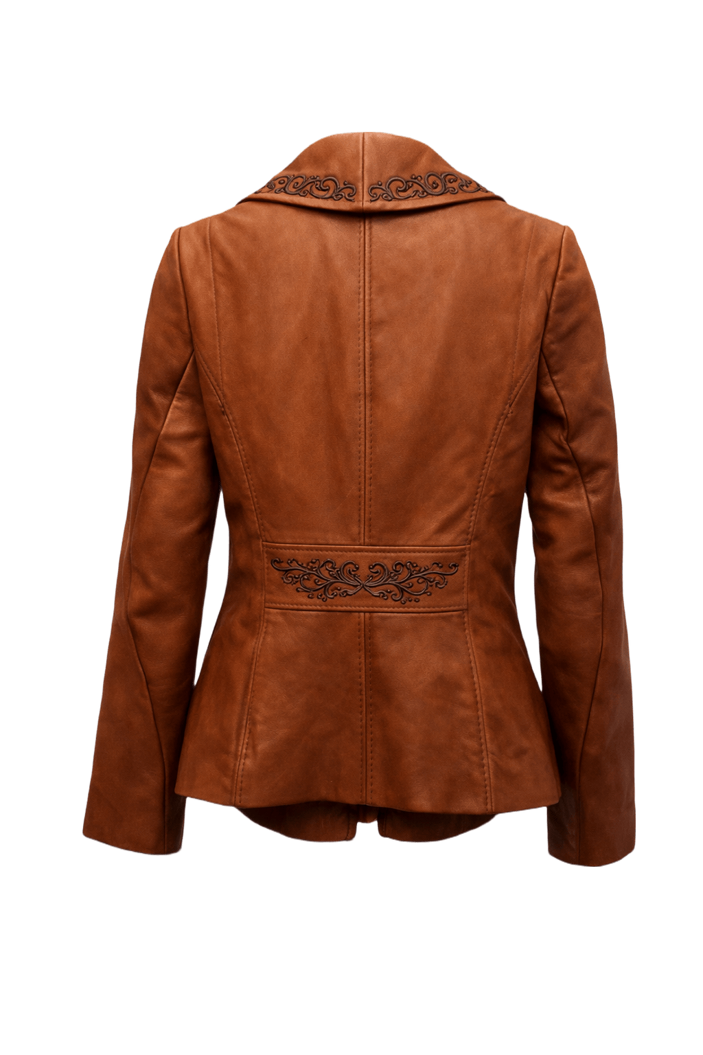 1970s Rust Brown Synthetic Leather Jacket - Back View