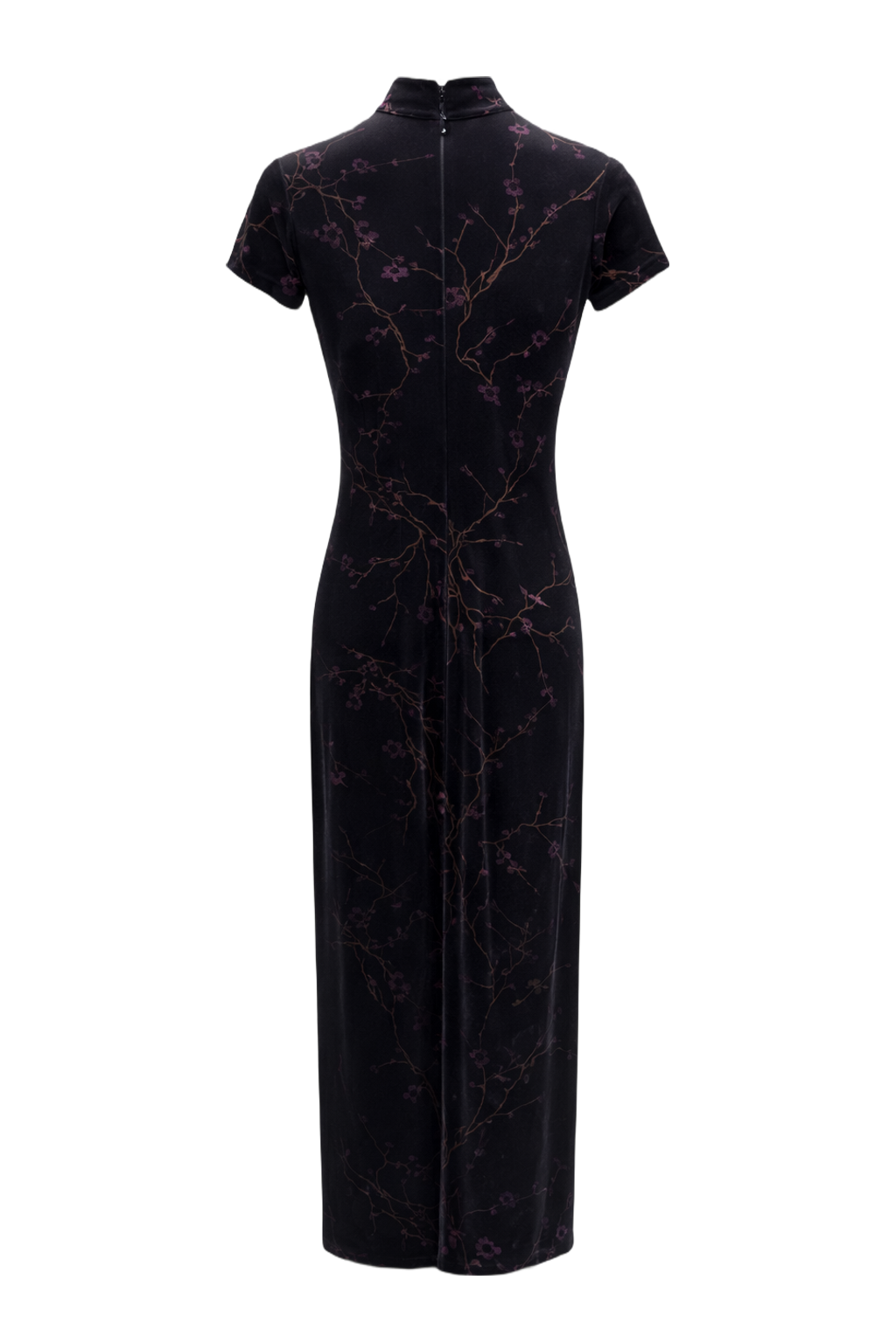 1970s Black Synthetic Blend Maxi Dress - Back View