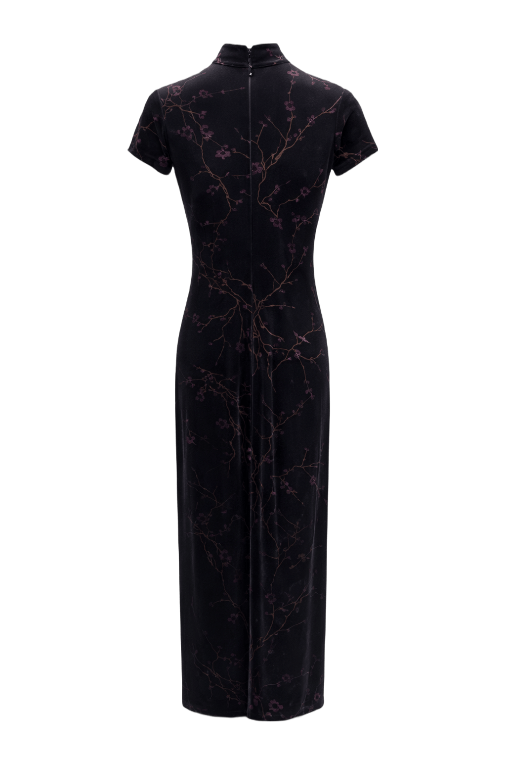 1970s Black Synthetic Blend Maxi Dress - Back View