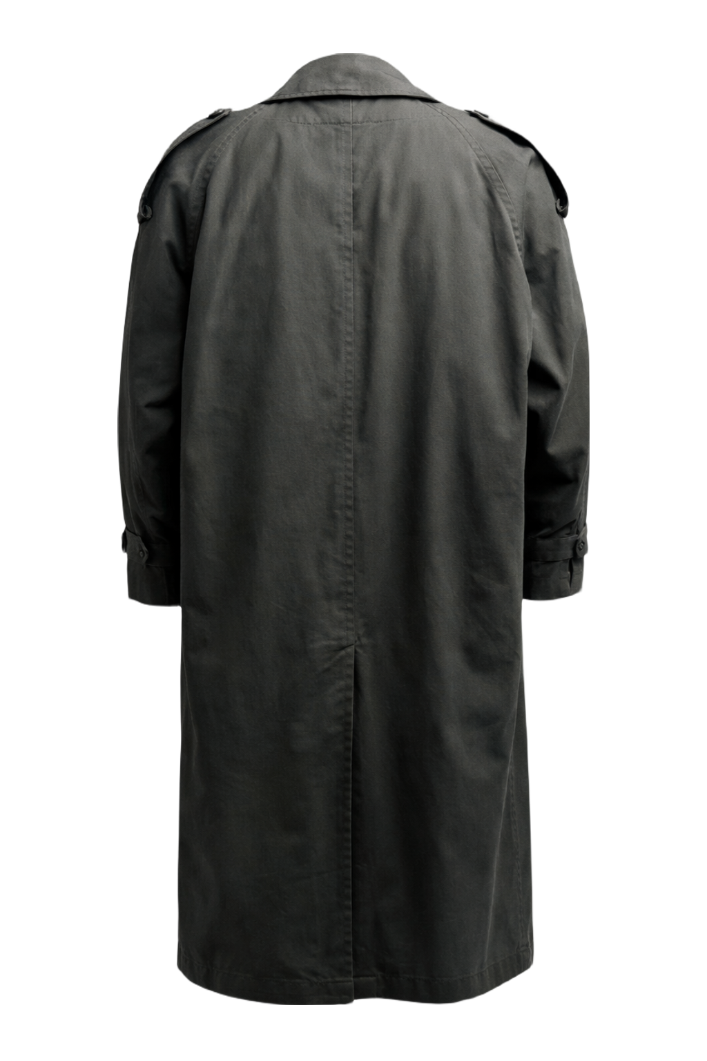 1980s Olive Green Cotton Blend Trench Coat - Back View