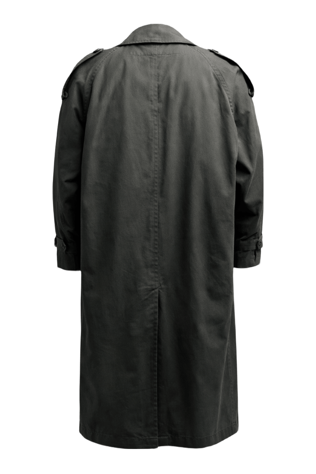 1980s Olive Green Cotton Blend Trench Coat - Back View