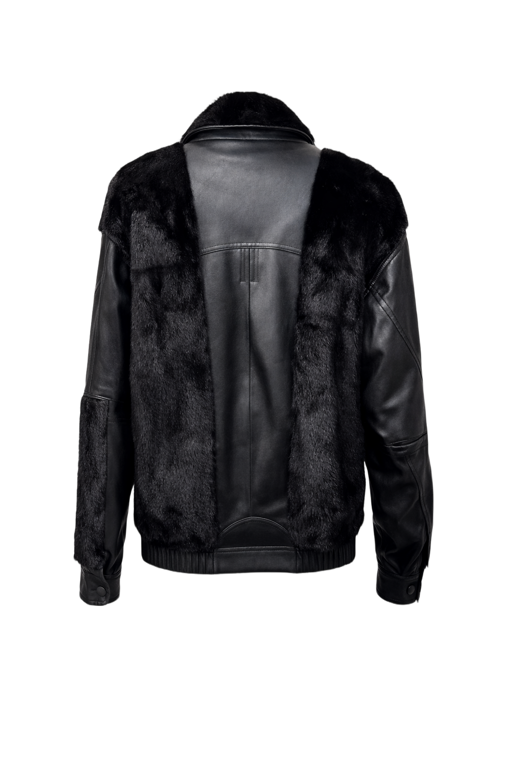 1990s Black Leather Jacket - Back View