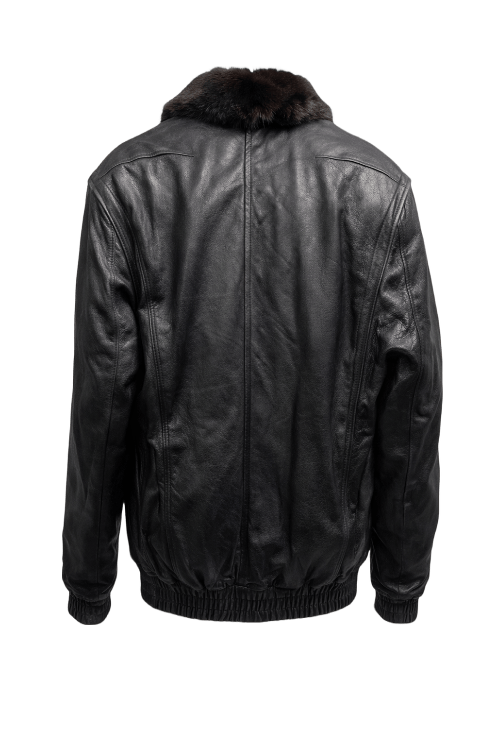 1980s Black Leather Jacket - Back View