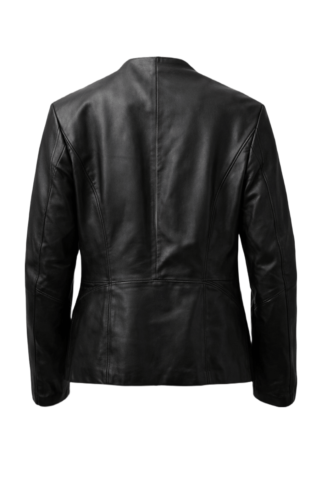 1990s Black Synthetic Leather Jacket - Back View