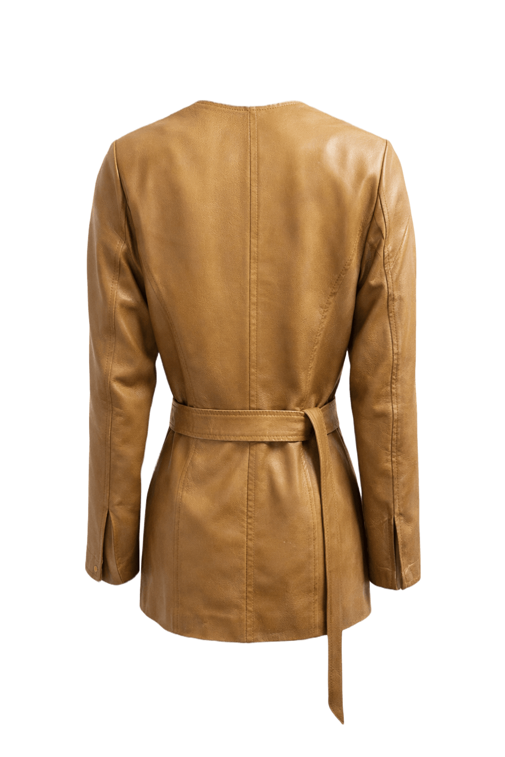 1990s Camel Synthetic Leather Jacket - Back View