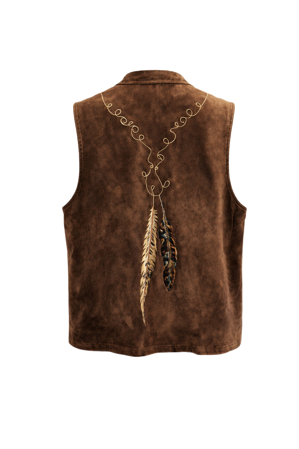 1970s Brown Suede Vest - Back View