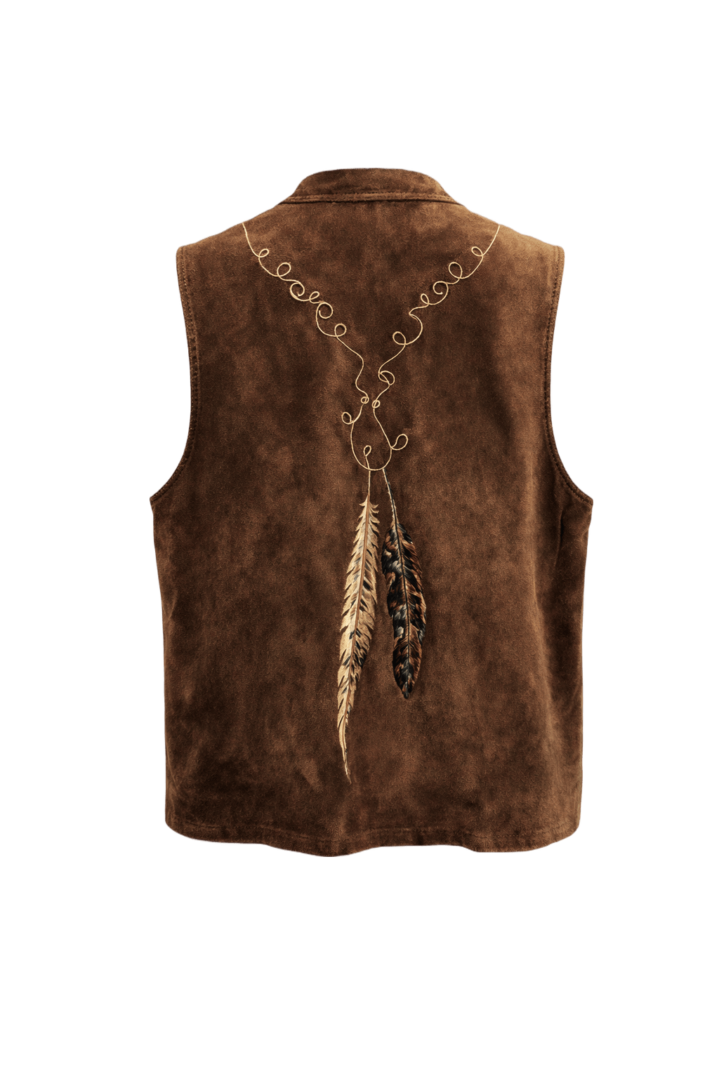 1970s Brown Suede Vest - Back View