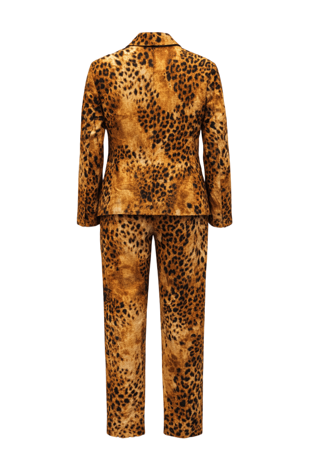 1990s Leopard Print Synthetic Blend Jacket & Pants Set - Back View