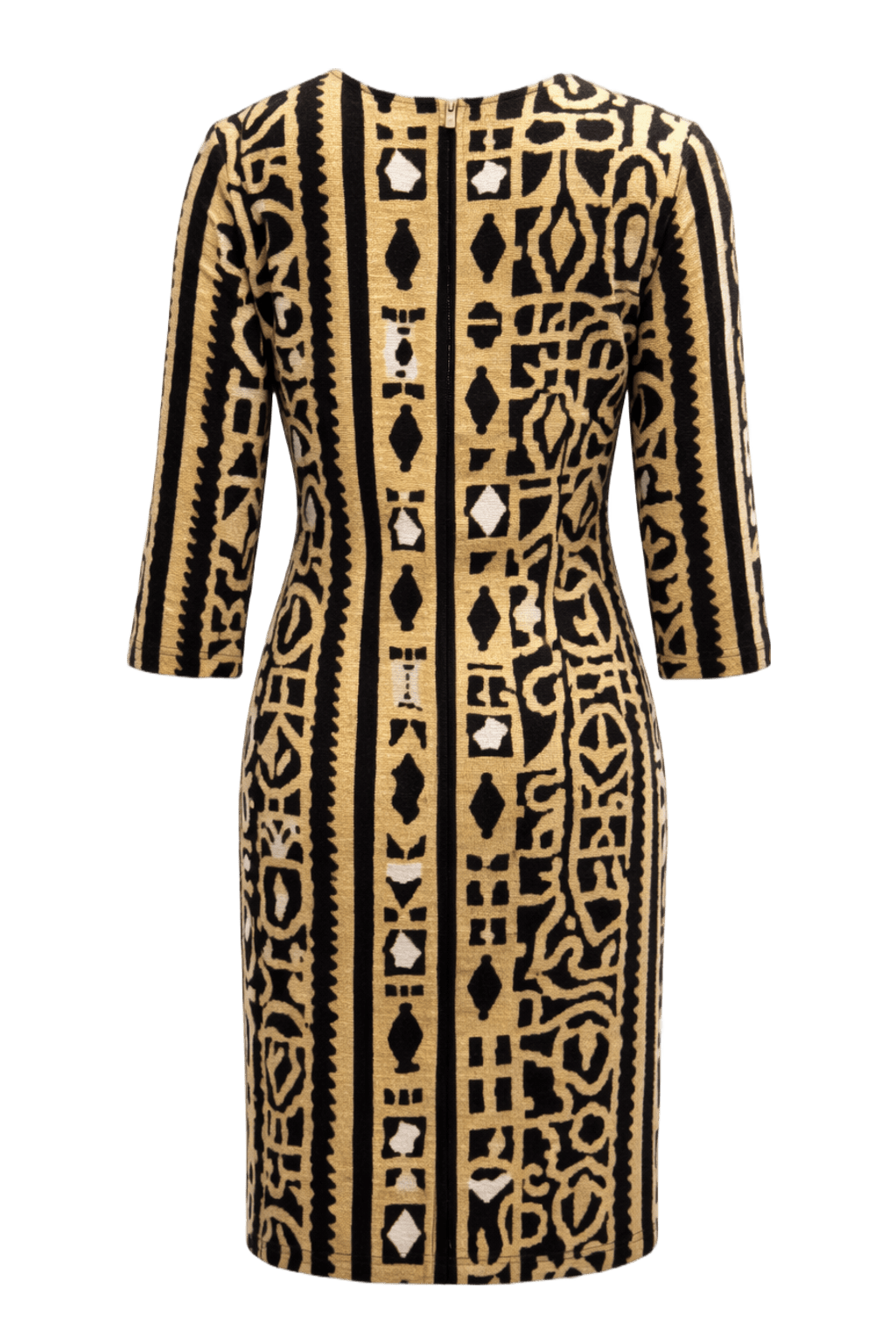 1970s Tan Synthetic Blend Dress - Back View