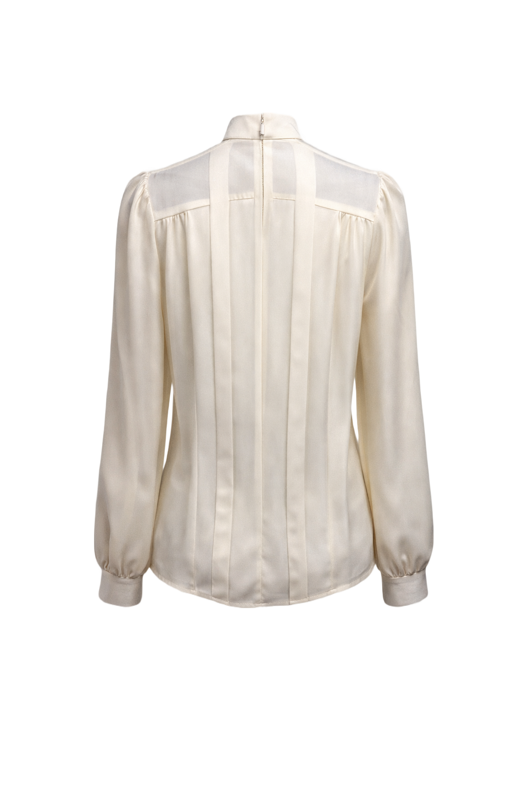 1970s Cream White Synthetic Blend Blouse - Back View