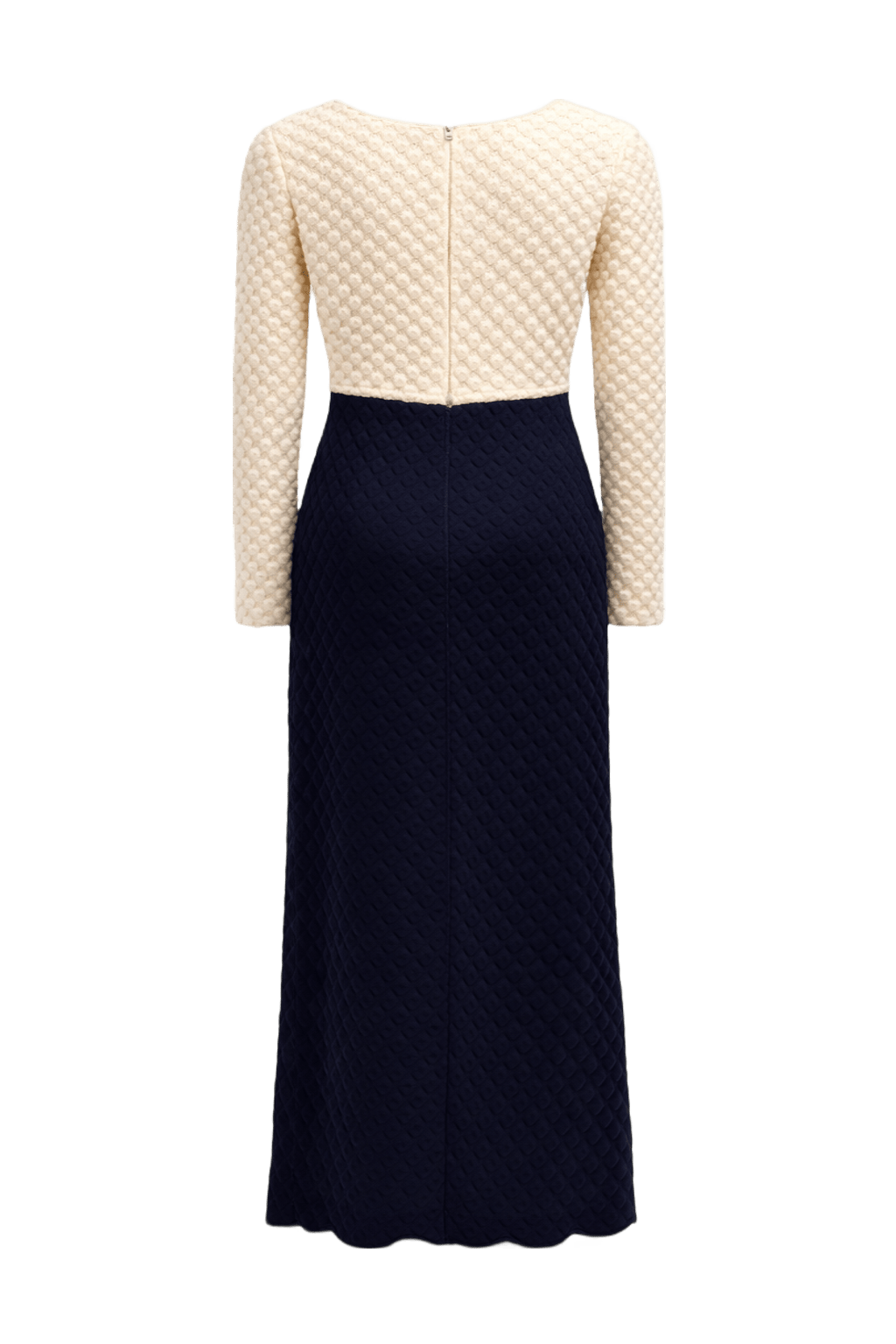80s Cream White Synthetic Blend Maxi Dress - Back View
