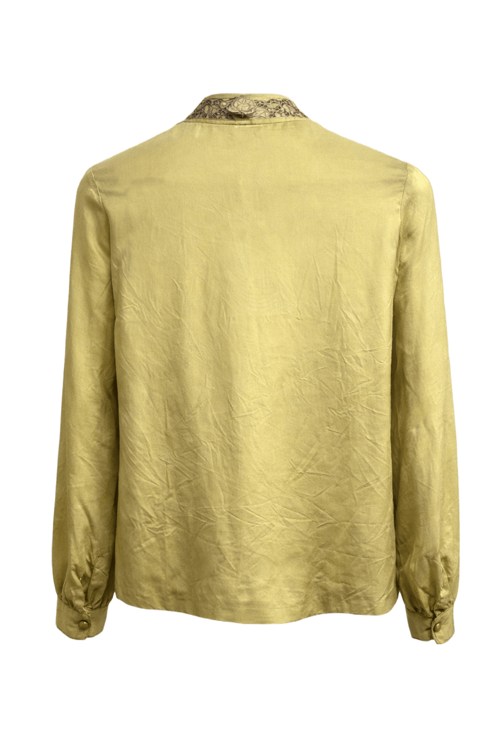 1970s Pale Yellow Silk Blouse - Back View