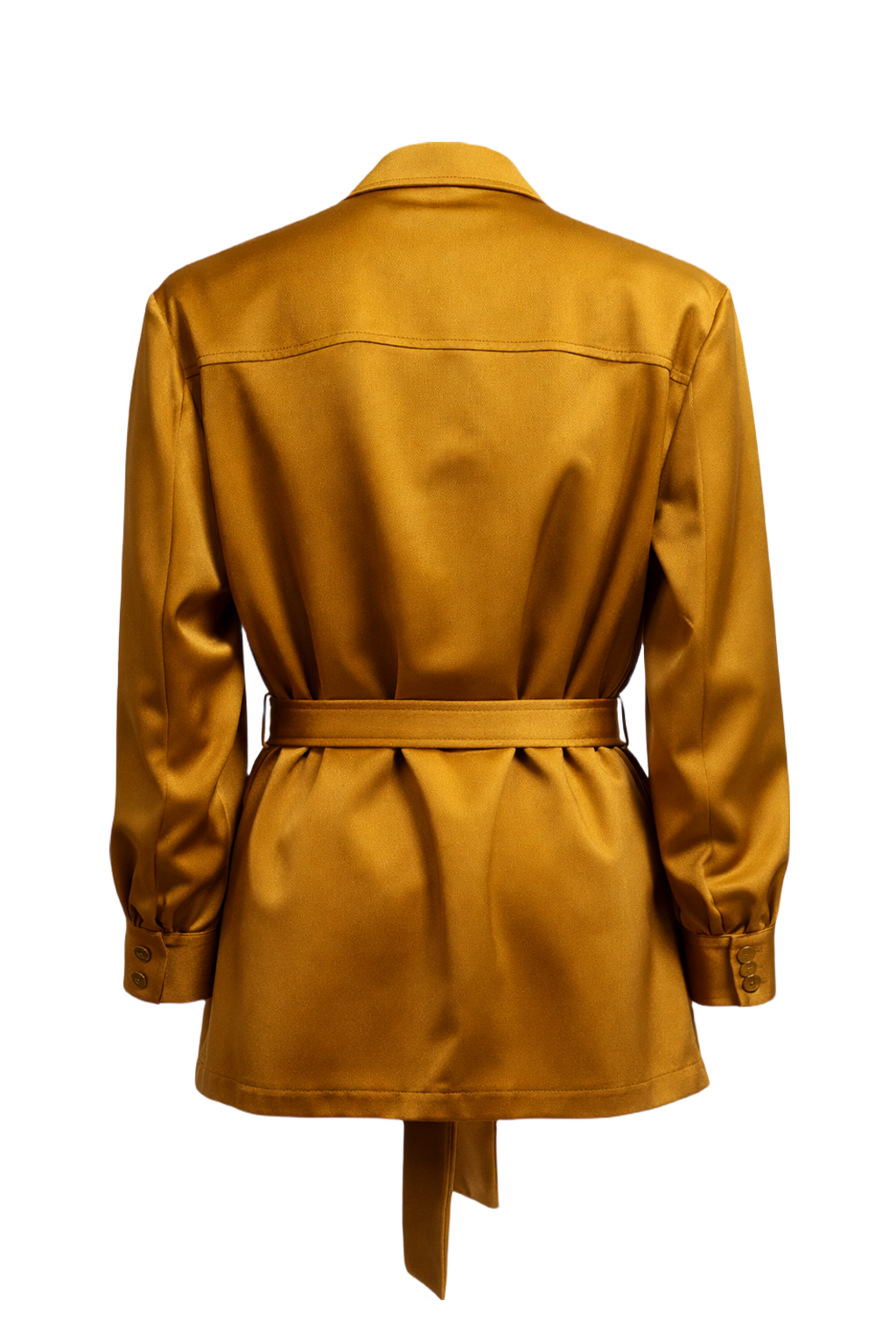 1970s Mustard Yellow Synthetic Blend Jacket - Back View