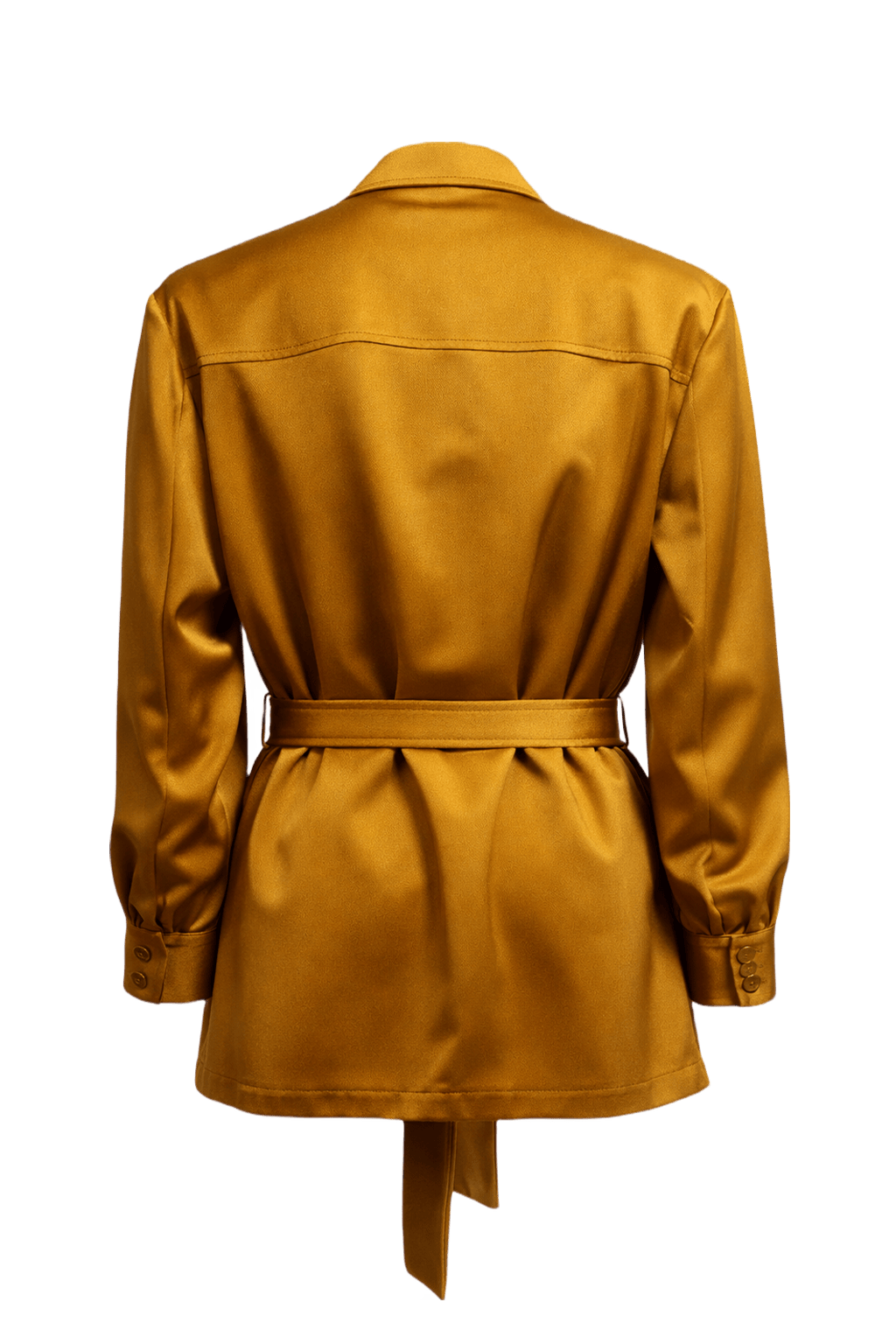 1970s Mustard Yellow Synthetic Blend Jacket - Back View