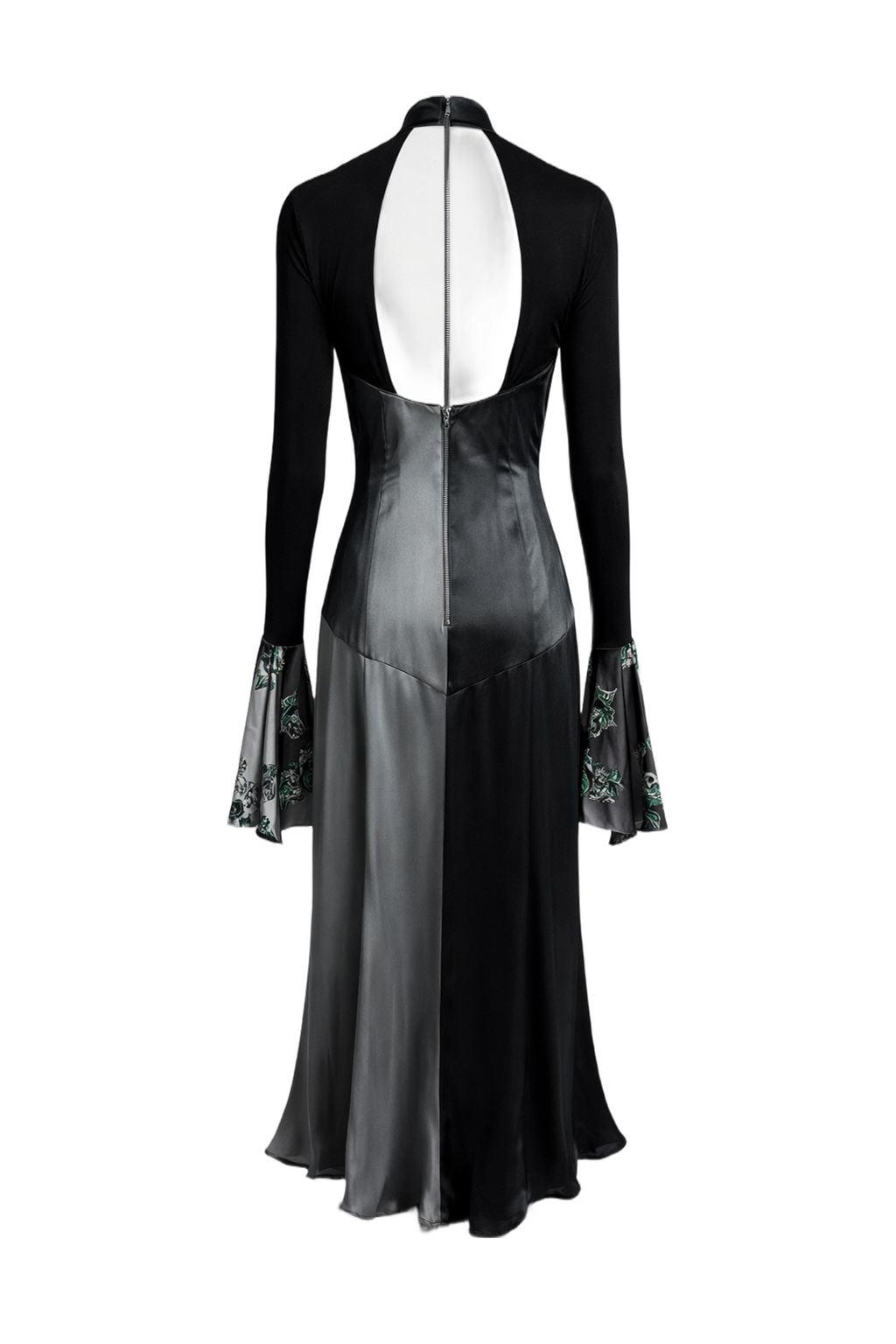 1990s Black Silk Dress - Back View