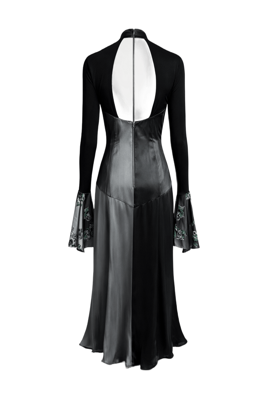 1990s Black Silk Dress - Back View