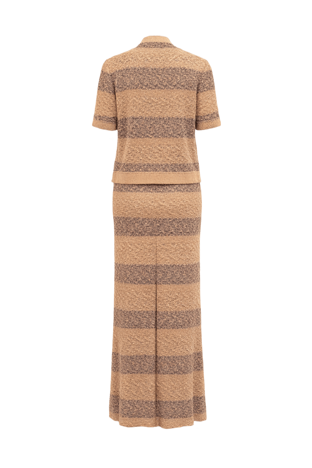 1930s Beige and Taupe Synthetic Knit Dress Set - Back View