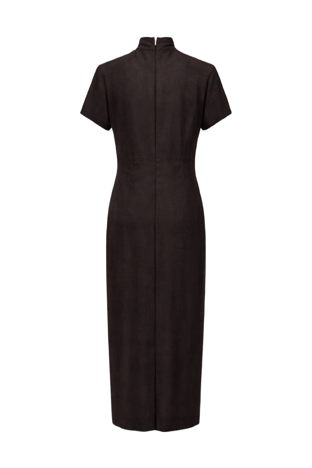 1990s Dark Brown Wool Dress - Back View