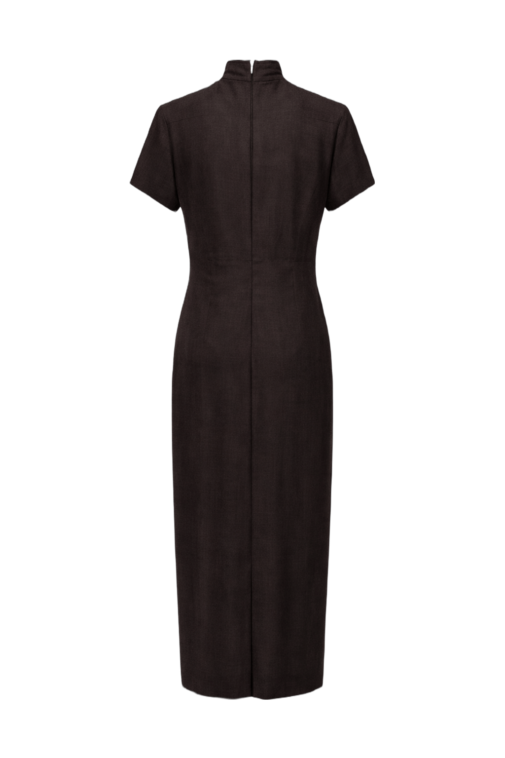 1990s Dark Brown Wool Dress - Back View