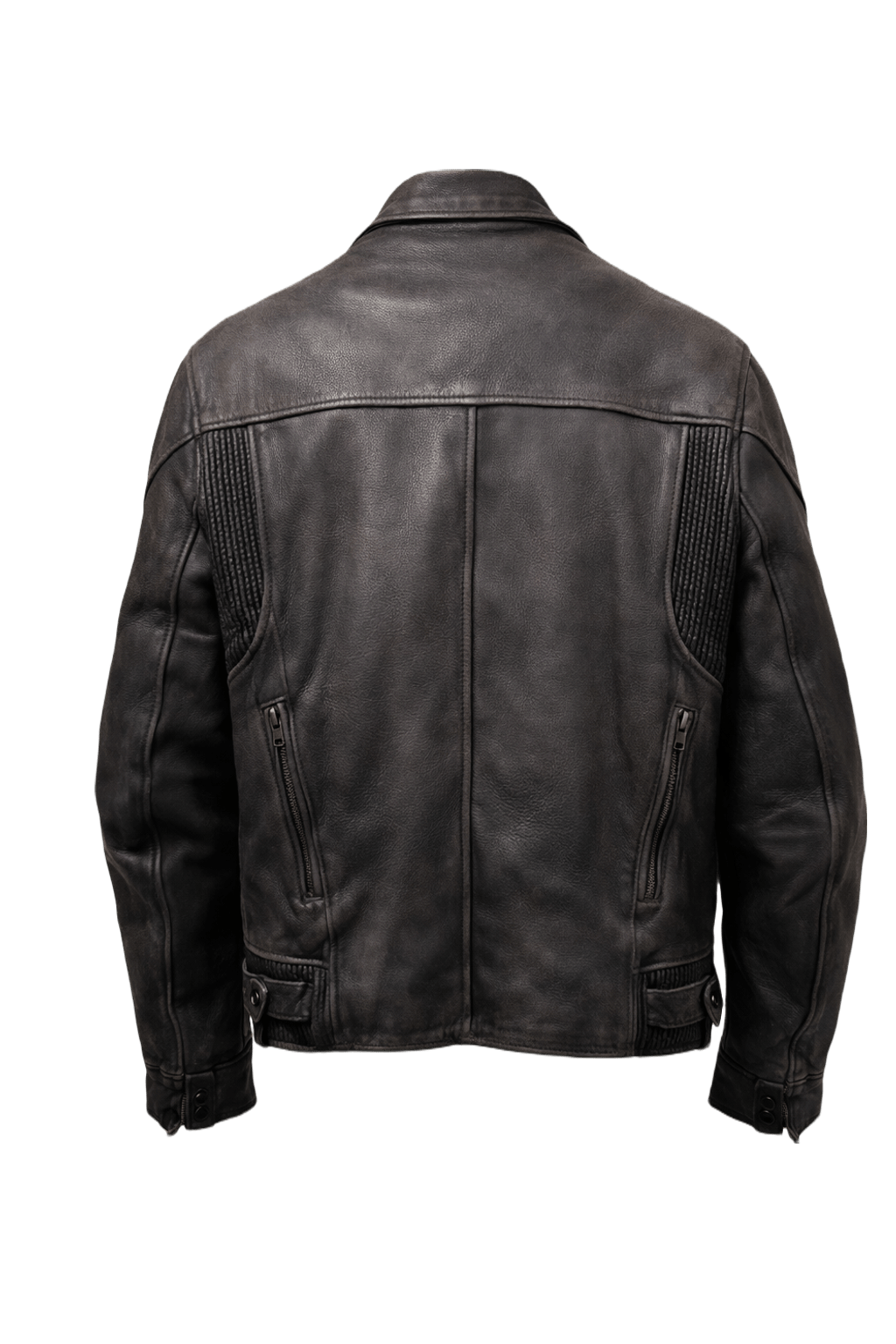 1990s Black Leather Men's Leather Jacket - Back View