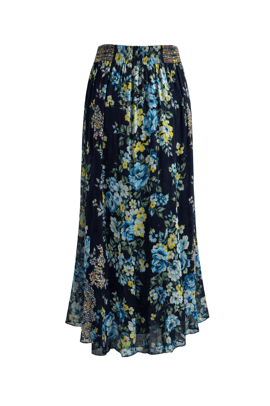 1970s Black Synthetic Blend Skirt - Back View
