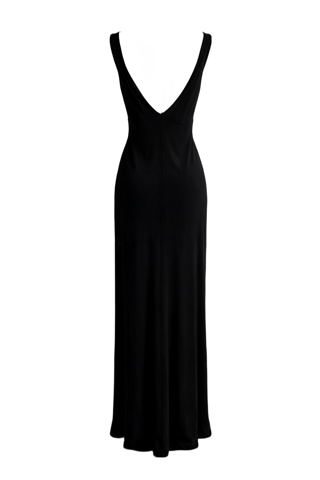 1990s Black Satin Maxi Dress - Back View