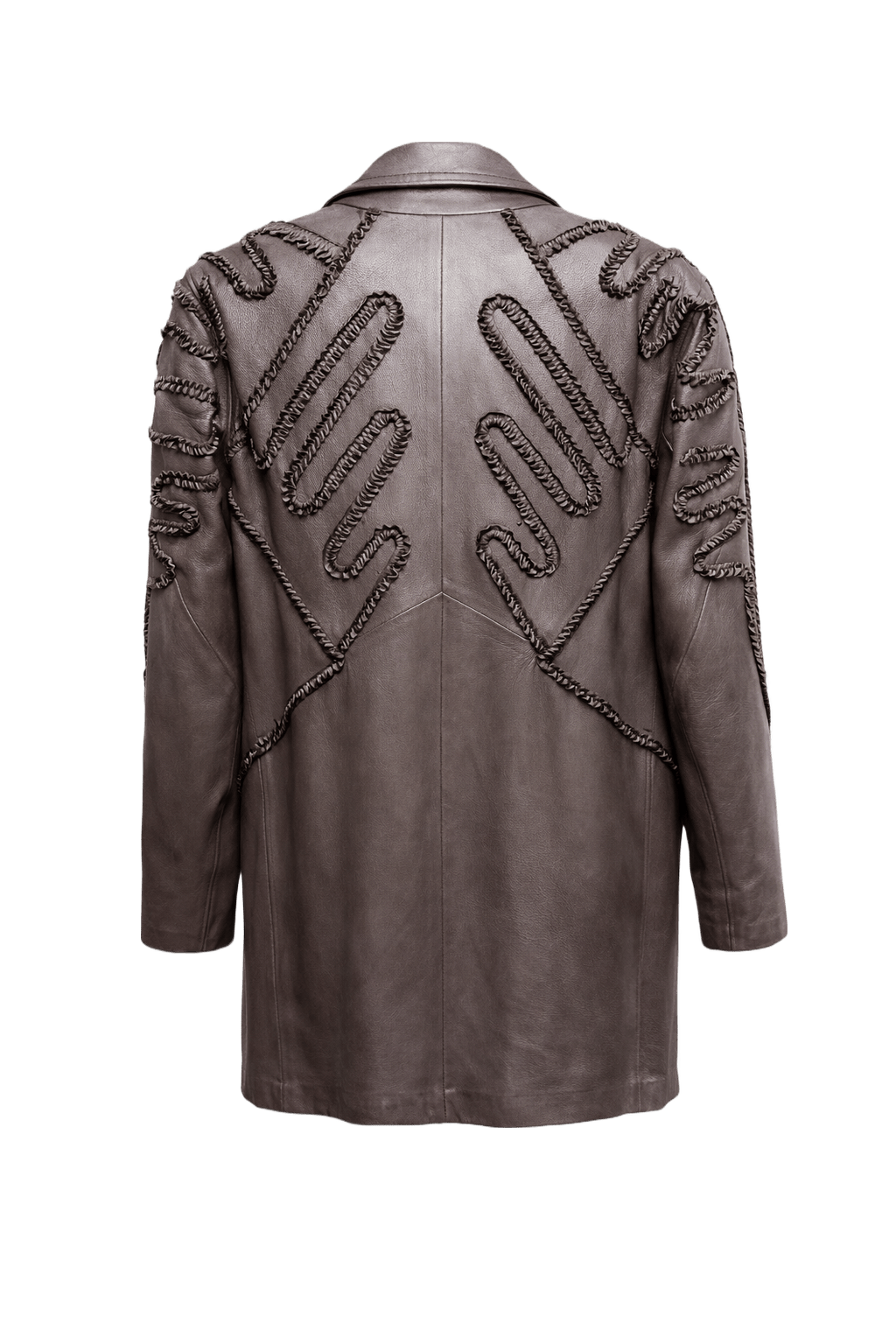 1970s Brown Leather Coat - Back View
