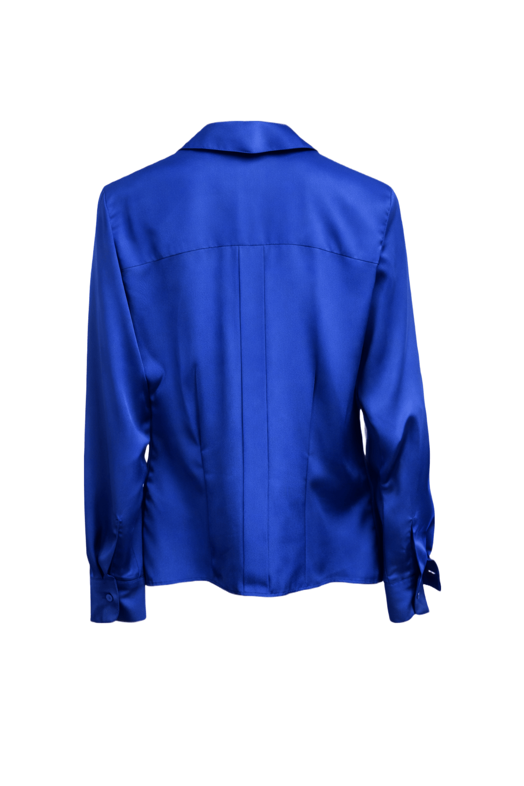 1980s Cobalt Blue Silk Blend Blouse - Back View
