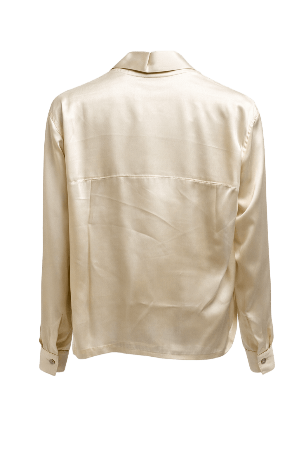 1990s Cream White Silk Blend Blouse - Back View