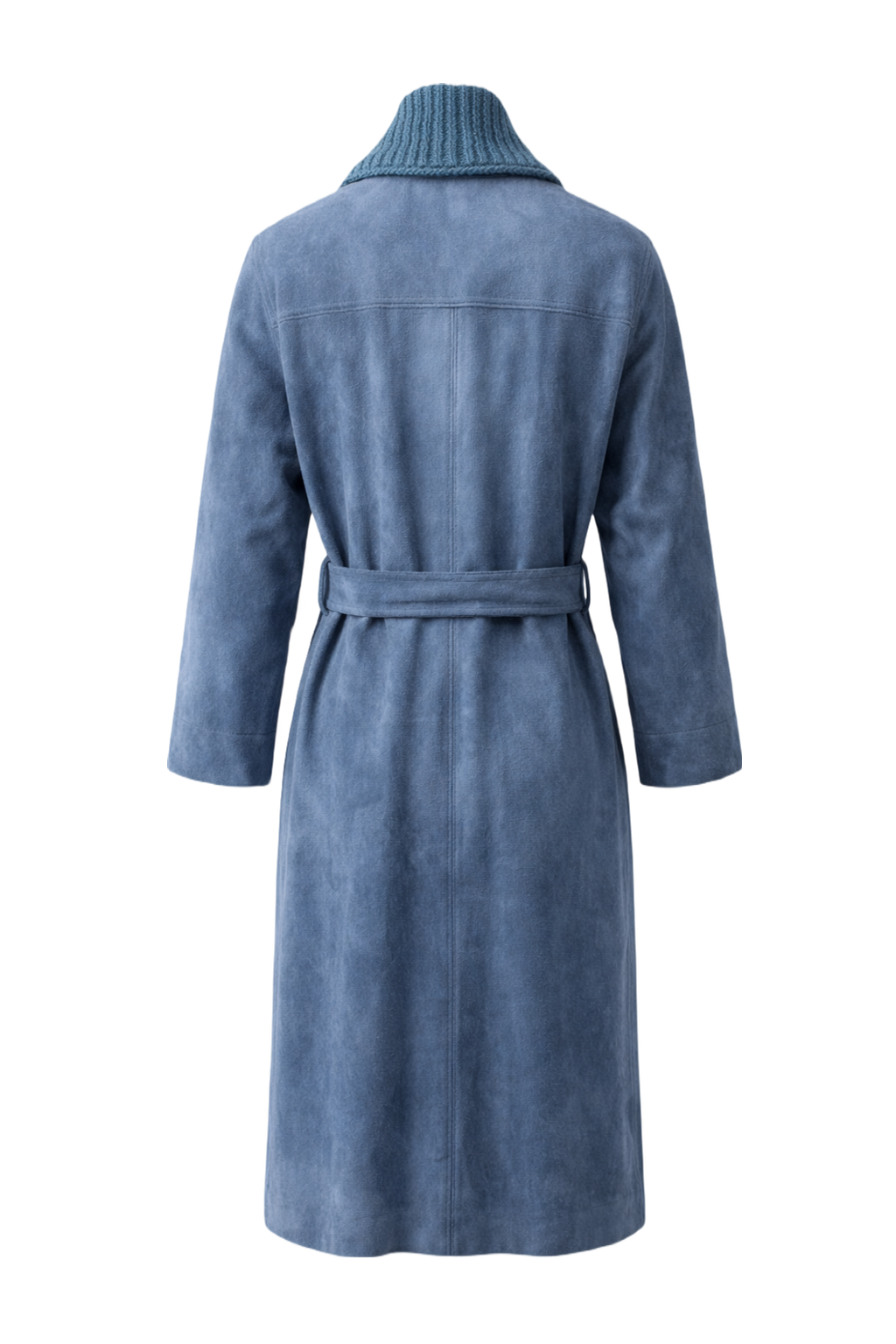 1970s Blue Suede Coat - Back View