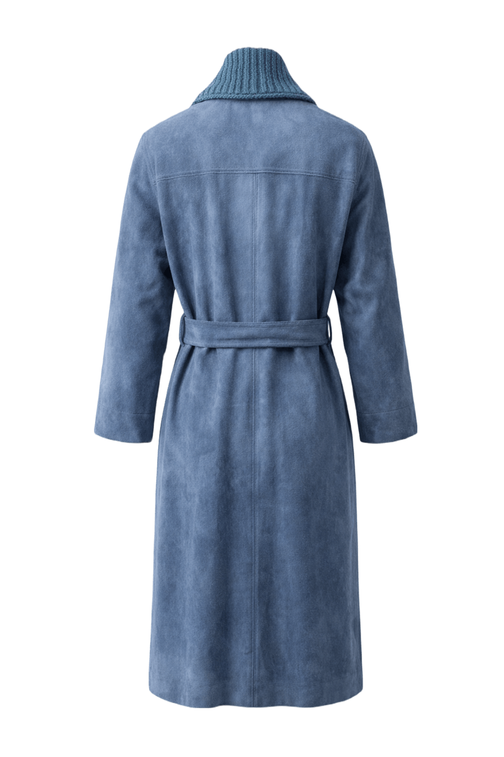 1970s Blue Suede Coat - Back View